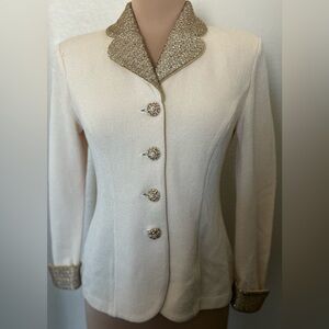St. John Cream Blazer with Gold Details
